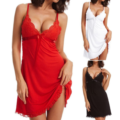 Womens Deep V-Neck Backless Nightgown