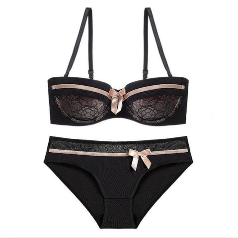 NEW Lace Bow Lingerie Set 1/2 Cup Sexy Intimates